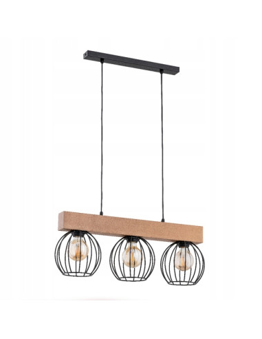 Lampa wisząca ARIZAN w stylu skandynawskim z metalową klatką i naturalnymi akcentami drewnianymi ٩⅜;