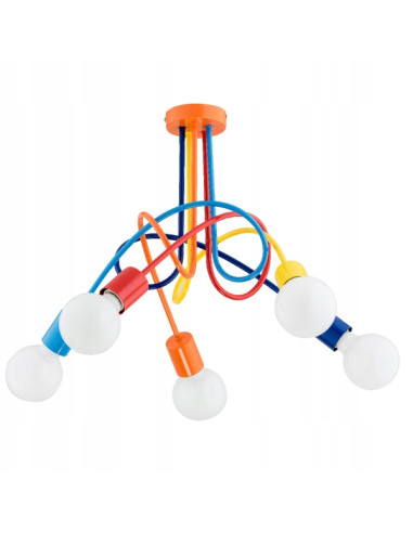 Lampa dziecięca TANGO - nowoczesny, wielokolorowy supeł na 5 żarówek E27 do pokoju chłopięcego
