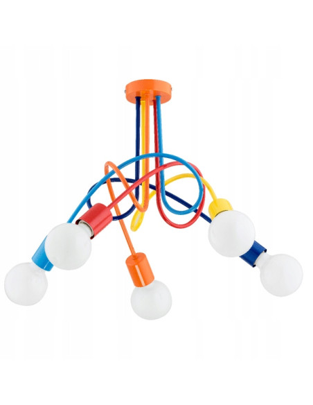 Lampa dziecięca TANGO - nowoczesny, wielokolorowy supeł na 5 żarówek E27 do pokoju chłopięcego