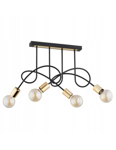 Nowoczesny żyrandol TANGO CZARNY z metalowym stelażem do jadalni, kuchni, salonu i sypialni
