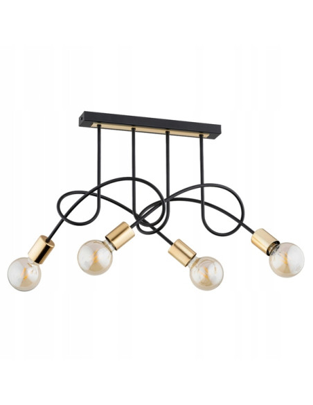 Nowoczesny żyrandol TANGO CZARNY z metalowym stelażem do jadalni, kuchni, salonu i sypialni
