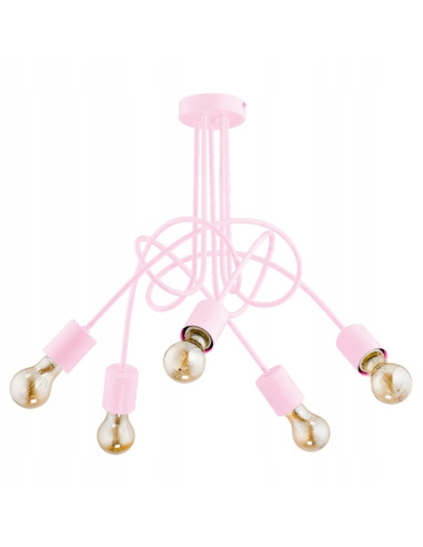 Nowoczesny żyrandol TANGO PINK - Lampa wisząca 5-punktowa w kolorze różowym do eleganckich wnętrz