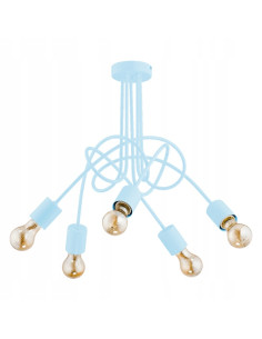 Lampa wisząca TANGO w niebieskim metalu, nowoczesny żyrandol z 5 oprawami E27 do stylowych wnętrz