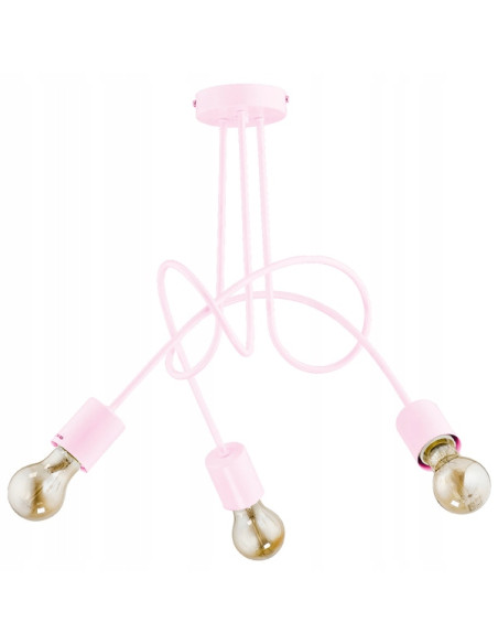 Żyrandol TANGO RÓŻOWA – nowoczesna lampa sufitowa z 3 punktami światła, idealna do eleganckich wnętrz.