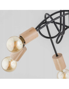 Żyrandol nowoczesny TANGO WOOD w kolorze beżowym i czarnym, minimalistyczne oświetlenie z 5 punktami światła E27 2