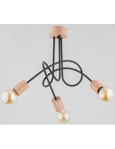 Lampa wisząca TANGO w skandynawskim stylu - metalowo-drewniana, 3-punktowa, elegancka i energooszczędna do wnętrz 2