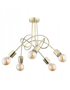 Lampa wisząca TANGO ZŁOTA - nowoczesny żyrandol na 5 źródeł światła do biura i kuchni w minimalistycznym stylu