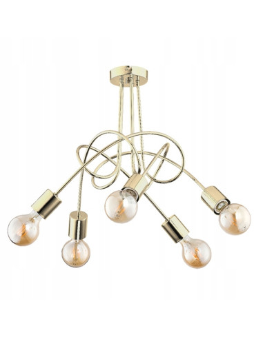 Lampa wisząca TANGO ZŁOTA - nowoczesny żyrandol na 5 źródeł światła do biura i kuchni w minimalistycznym stylu