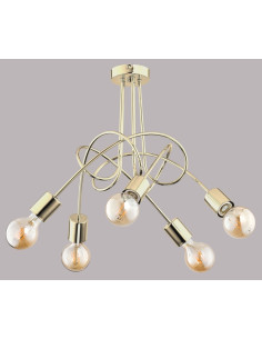 Lampa wisząca TANGO ZŁOTA - nowoczesny żyrandol na 5 źródeł światła do biura i kuchni w minimalistycznym stylu 2