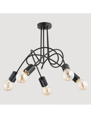 Nowoczesny Żyrandol TANGO CZARNA z 5 punktami świetlnymi, ściemnianiem i eleganckim metalowym stelażem do wnętrz.