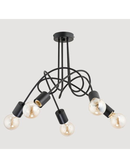 Nowoczesny Żyrandol TANGO CZARNA z 5 punktami świetlnymi, ściemnianiem i eleganckim metalowym stelażem do wnętrz.