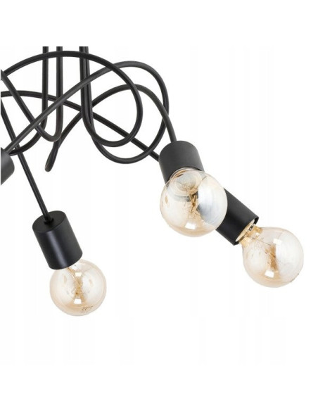 Nowoczesny Żyrandol TANGO CZARNA z 5 punktami świetlnymi, ściemnianiem i eleganckim metalowym stelażem do wnętrz.