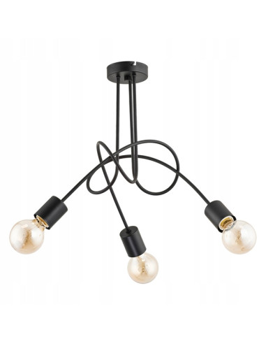 Elegancki czarny żyrandol TANGO z metalową konstrukcją i 3 źródłami światła E27 do nowoczesnych wnętrz.