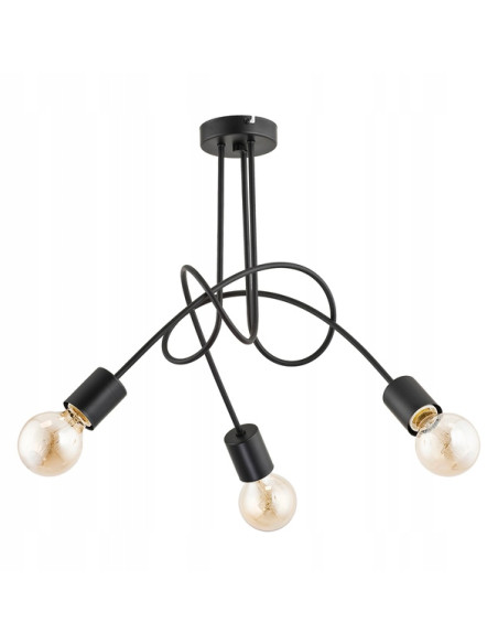 Elegancki czarny żyrandol TANGO z metalową konstrukcją i 3 źródłami światła E27 do nowoczesnych wnętrz.