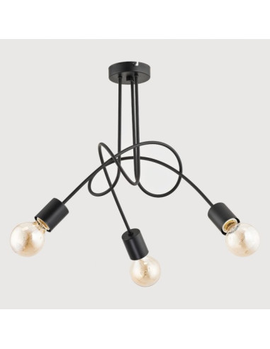 Elegancki czarny żyrandol TANGO z metalową konstrukcją i 3 źródłami światła E27 do nowoczesnych wnętrz.