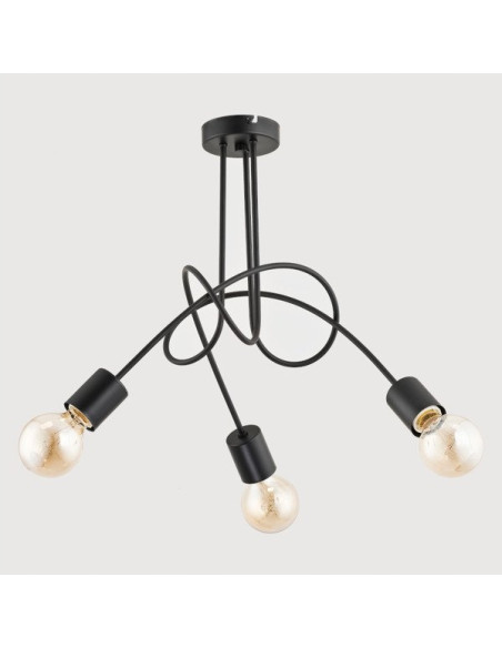 Elegancki czarny żyrandol TANGO z metalową konstrukcją i 3 źródłami światła E27 do nowoczesnych wnętrz.