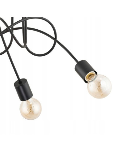 Elegancki czarny żyrandol TANGO z metalową konstrukcją i 3 źródłami światła E27 do nowoczesnych wnętrz.