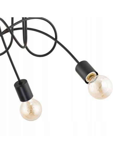 Elegancki czarny żyrandol TANGO z metalową konstrukcją i 3 źródłami światła E27 do nowoczesnych wnętrz.