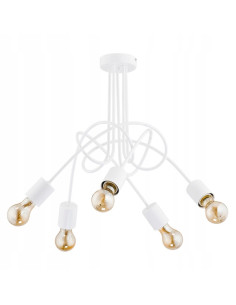 Lampa wisząca TANGO WHITE - nowoczesny żyrandol minimalistyczny z 5 źródłami światła E27, idealna do salonu i sypialni.