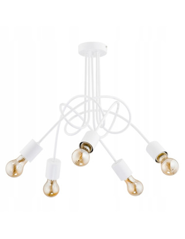 Lampa wisząca TANGO WHITE - nowoczesny żyrandol minimalistyczny z 5 źródłami światła E27, idealna do salonu i sypialni.