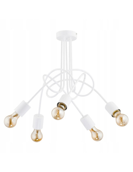 Lampa wisząca TANGO WHITE - nowoczesny żyrandol minimalistyczny z 5 źródłami światła E27, idealna do salonu i sypialni.