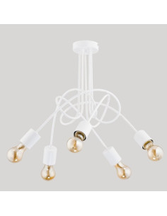 Lampa wisząca TANGO WHITE - nowoczesny żyrandol minimalistyczny z 5 źródłami światła E27, idealna do salonu i sypialni. 2