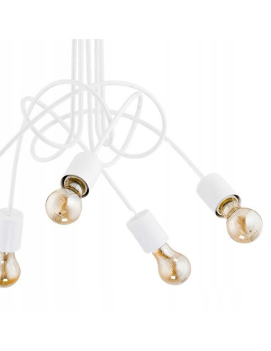 Lampa wisząca TANGO WHITE - nowoczesny żyrandol minimalistyczny z 5 źródłami światła E27, idealna do salonu i sypialni.
