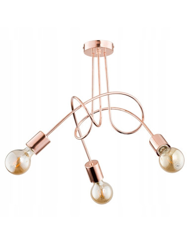Lampa wisząca TANGO Miedziana 3-punktowa E27, Minimalistyczny Design do Kuchni i Biura