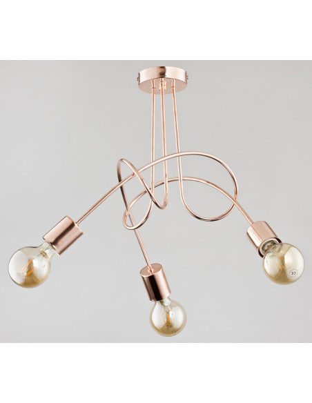 Lampa wisząca TANGO Miedziana 3-punktowa E27, Minimalistyczny Design do Kuchni i Biura