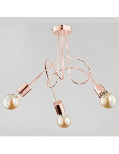Lampa wisząca TANGO Miedziana 3-punktowa E27, Minimalistyczny Design do Kuchni i Biura