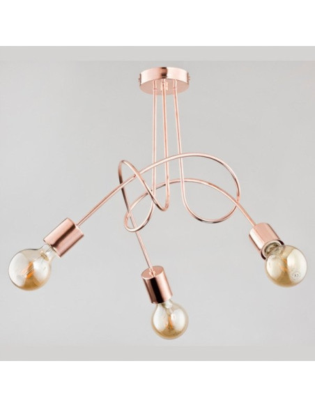 Lampa wisząca TANGO Miedziana 3-punktowa E27, Minimalistyczny Design do Kuchni i Biura
