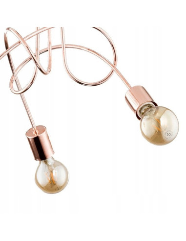 Lampa wisząca TANGO Miedziana 3-punktowa E27, Minimalistyczny Design do Kuchni i Biura