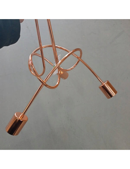 Lampa wisząca TANGO Miedziana 3-punktowa E27, Minimalistyczny Design do Kuchni i Biura