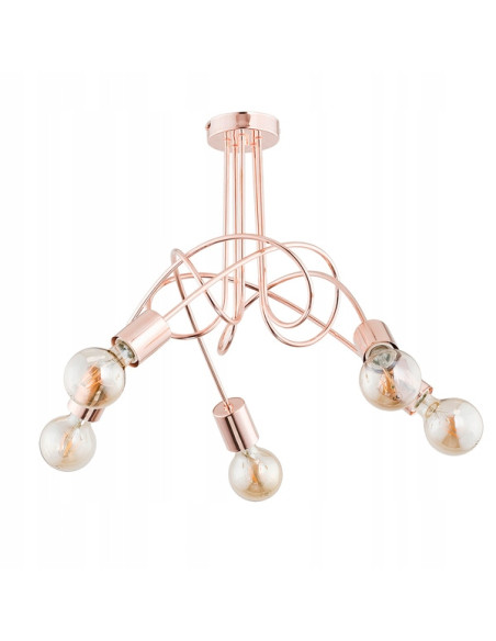 Lampa sufitowa TANGO MIEDZIANA - nowoczesne oświetlenie wiszące z pięcioma punktami E27 do salonu i biura