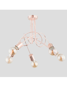 Lampa sufitowa TANGO MIEDZIANA - nowoczesne oświetlenie wiszące z pięcioma punktami E27 do salonu i biura 2