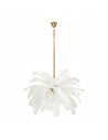 Elegancka lampa w kształcie palmy z piórami, złote wykończenie, idealna do salonu i nowoczesnych wnętrz.