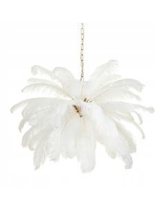 Elegancka lampa w kształcie palmy z piórami, złote wykończenie, idealna do salonu i nowoczesnych wnętrz. 2