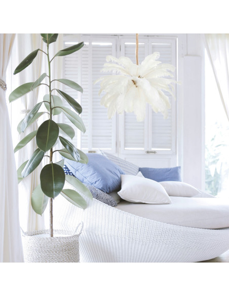 Lampa sufitowa w kształcie palmy z piór w odcieniu beżowym - nowoczesne oświetlenie do eleganckich wnętrz