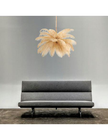 Lampa sufitowa w kształcie palmy z piór w odcieniu beżowym - nowoczesne oświetlenie do eleganckich wnętrz