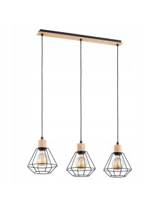 Żyrandol Loftowy KASTEL BASKET z 3 źródłami światła – metalowa lampa do kuchni i salonu, regulowana wysokość