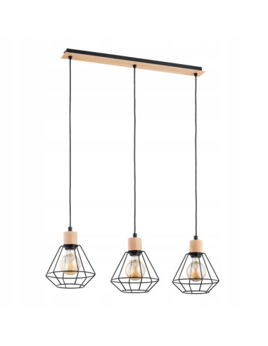 Żyrandol Loftowy KASTEL BASKET z 3 źródłami światła – metalowa lampa do kuchni i salonu, regulowana wysokość