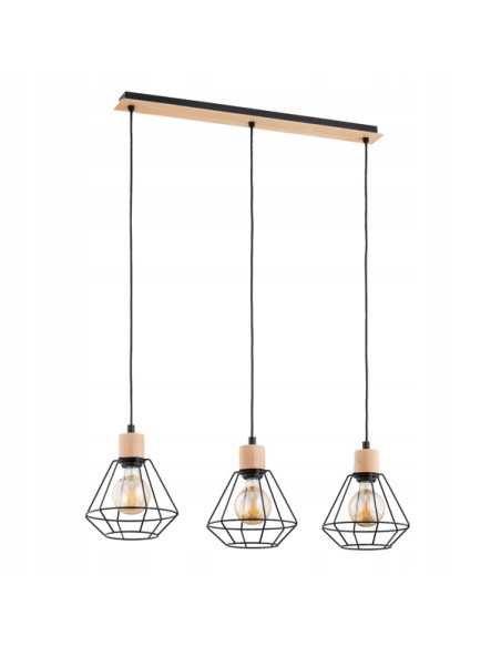 Żyrandol Loftowy KASTEL BASKET z 3 źródłami światła – metalowa lampa do kuchni i salonu, regulowana wysokość