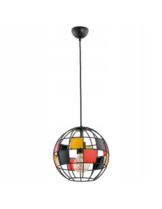 Elegancka lampa witrażowa BASKET CZARNA - nowoczesny druciany globus do sypialni, kuchni i biura, 90 cm, E27.