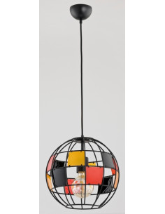 Elegancka lampa witrażowa BASKET CZARNA - nowoczesny druciany globus do sypialni, kuchni i biura, 90 cm, E27. 2