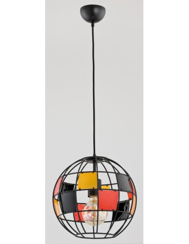 Elegancka lampa witrażowa BASKET CZARNA - nowoczesny druciany globus do sypialni, kuchni i biura, 90 cm, E27.