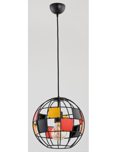 Elegancka lampa witrażowa BASKET CZARNA - nowoczesny druciany globus do sypialni, kuchni i biura, 90 cm, E27.