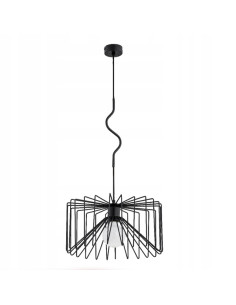 Nowoczesna lampa wisząca VERSO w stylu vertigo, metalowa, czarna, 90 cm, idealna do sypialni i holu, E27