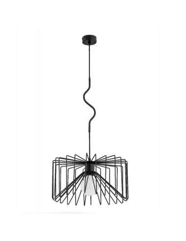 Nowoczesna lampa wisząca VERSO w stylu vertigo, metalowa, czarna, 90 cm, idealna do sypialni i holu, E27