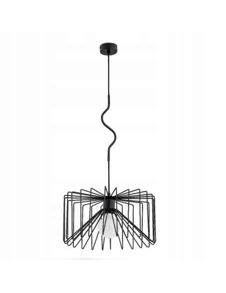 Nowoczesna lampa wisząca VERSO w stylu vertigo, metalowa, czarna, 90 cm, idealna do sypialni i holu, E27
