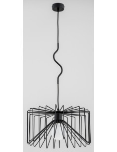 Nowoczesna lampa wisząca VERSO w stylu vertigo, metalowa, czarna, 90 cm, idealna do sypialni i holu, E27 2